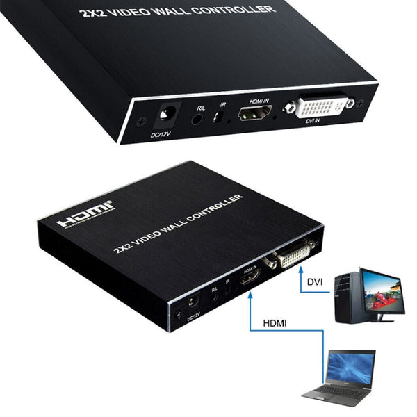 1080P 2 x 2 HDMI + DVI to 4 HDMI Ports Video Wall Controller, 1080P