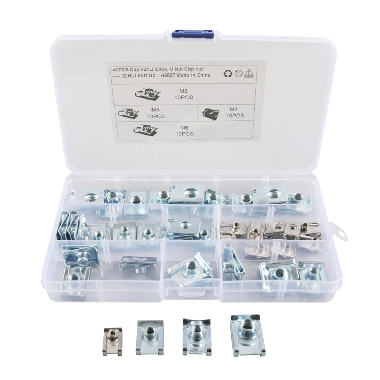 A6827 40 in 1 Car / Motorcycle Clip Nuts B-Shaped Clip Nut, A6827