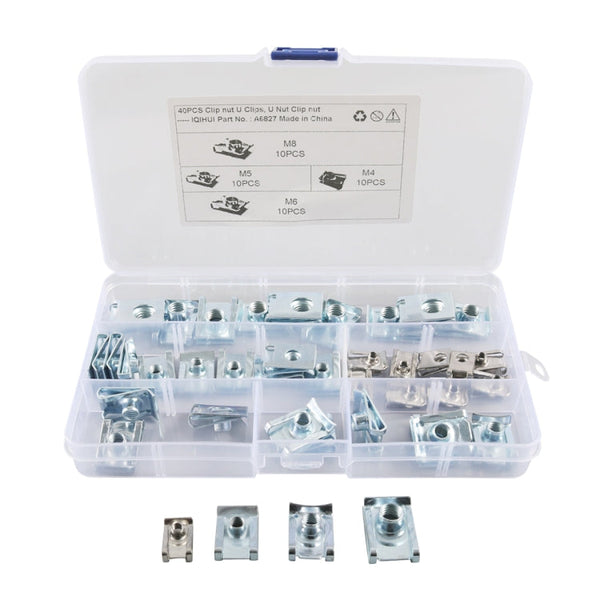 A6827 40 in 1 Car / Motorcycle Clip Nuts B-Shaped Clip Nut, A6827