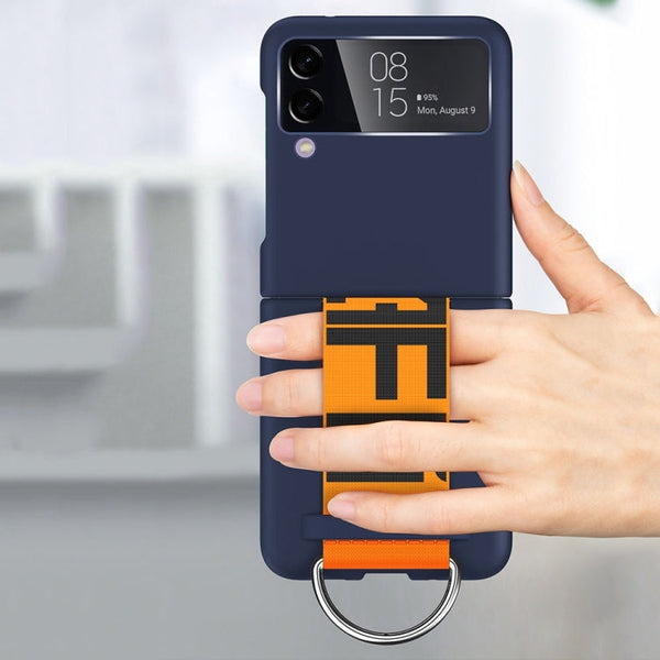 For Samsung Galaxy Z Flip4 Wrist Strap Skin Feel Frosted PC Phone Case, For Samsung Galaxy Z Flip4