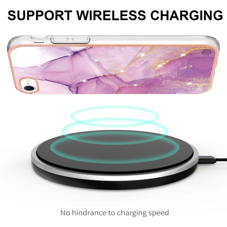 Electroplating Marble Pattern Dual-side IMD TPU Shockproof Phone Case, For iPhone SE 2022 / SE 2020 / 8 / 7