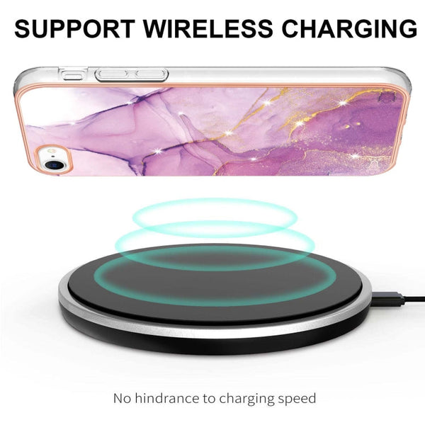 Electroplating Marble Pattern Dual-side IMD TPU Shockproof Phone Case, For iPhone SE 2022 / SE 2020 / 8 / 7