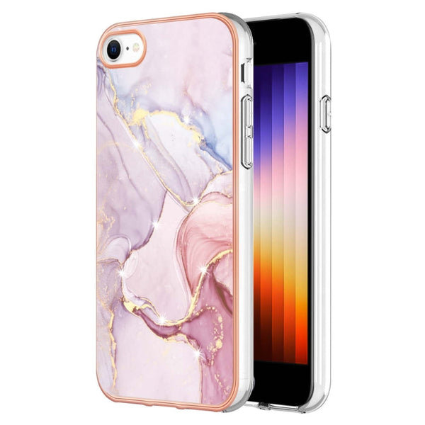 Electroplating Marble Pattern Dual-side IMD TPU Shockproof Phone Case, For iPhone SE 2022 / SE 2020 / 8 / 7