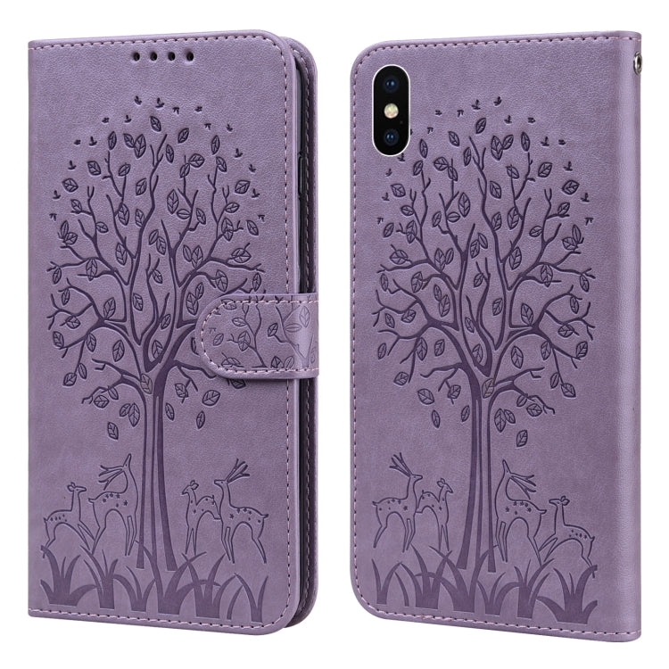 Tree & Deer Pattern Pressed Printing Horizontal Flip Leather Phone Case, For iPhone XS Max, For iPhone 7 / 8 / SE 2020 / SE 2022, For iPhone 11, For iPhone 11 Pro
