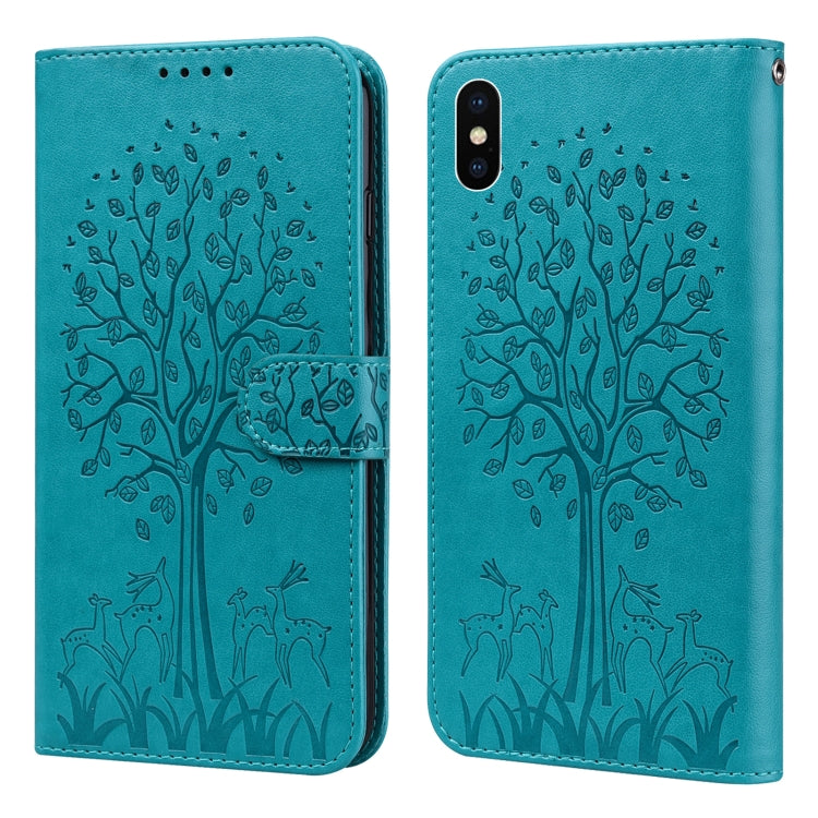 Tree & Deer Pattern Pressed Printing Horizontal Flip Leather Phone Case, For iPhone XS Max, For iPhone 7 / 8 / SE 2020 / SE 2022, For iPhone 11, For iPhone 11 Pro