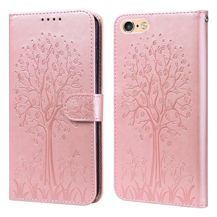Tree & Deer Pattern Pressed Printing Horizontal Flip Leather Phone Case, For iPhone XS Max, For iPhone 7 / 8 / SE 2020 / SE 2022, For iPhone 11, For iPhone 11 Pro