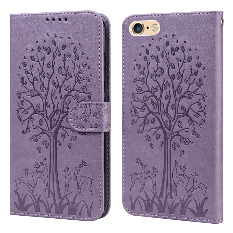 Tree & Deer Pattern Pressed Printing Horizontal Flip Leather Phone Case, For iPhone XS Max, For iPhone 7 / 8 / SE 2020 / SE 2022, For iPhone 11, For iPhone 11 Pro