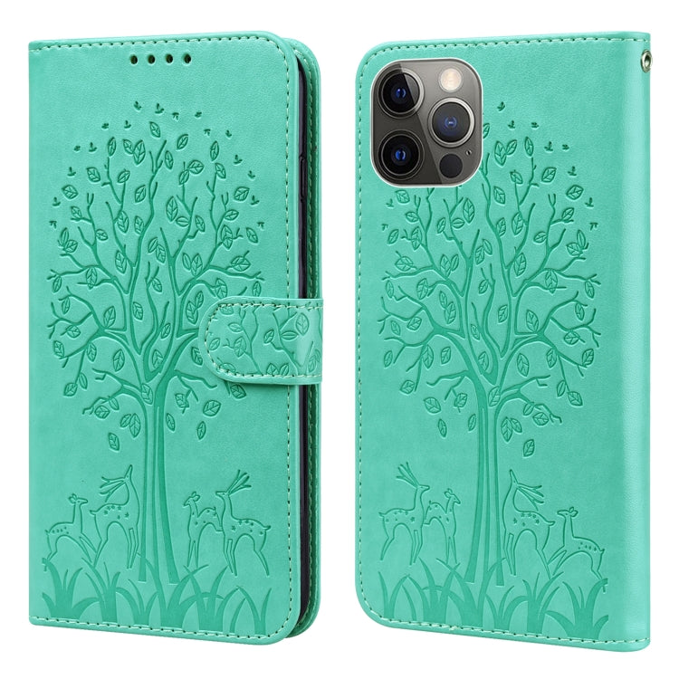 Tree & Deer Pattern Pressed Printing Horizontal Flip Leather Phone Case, For iPhone XS Max, For iPhone 7 / 8 / SE 2020 / SE 2022, For iPhone 11, For iPhone 11 Pro