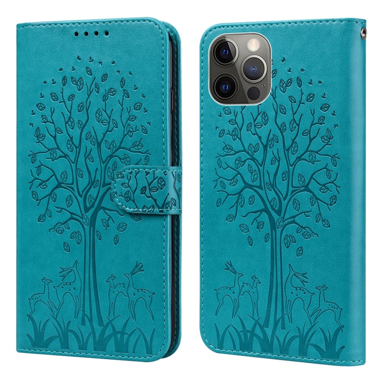 Tree & Deer Pattern Pressed Printing Horizontal Flip Leather Phone Case, For iPhone XS Max, For iPhone 7 / 8 / SE 2020 / SE 2022, For iPhone 11, For iPhone 11 Pro