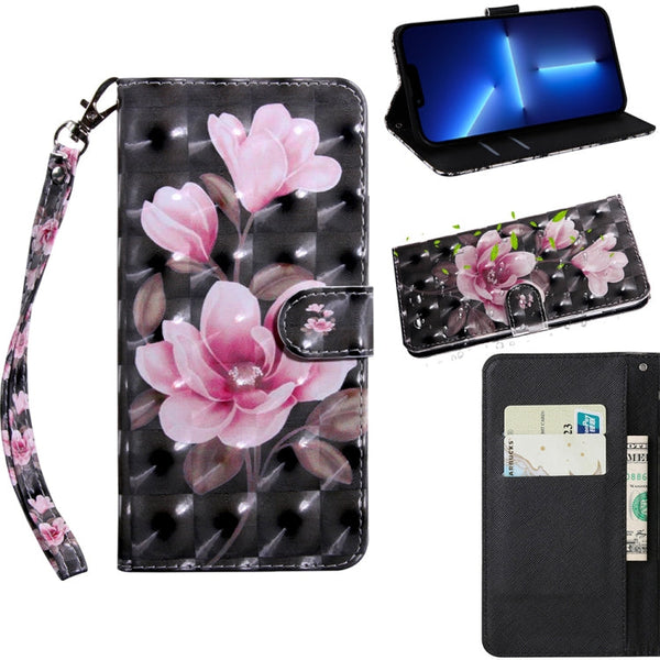 3D Painting Pattern Coloured Drawing Leather Phone Case, For iPhone 13 Pro Max, For iPhone 13 Pro