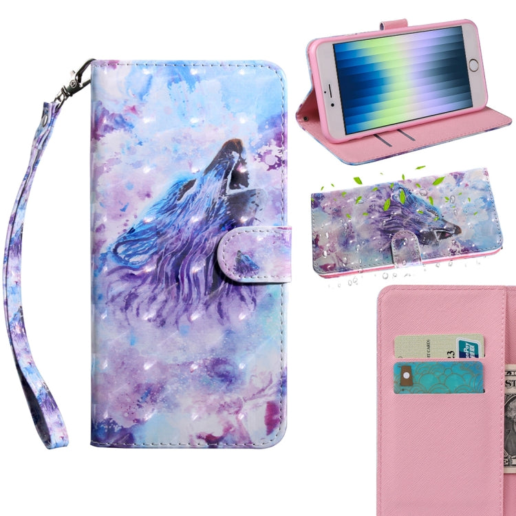 3D Painting Pattern Coloured Drawing Leather Phone Case, For iPhone SE 2022