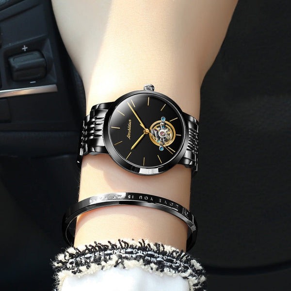 JIN SHI DUN 8812 Women Simple Hollowed Waterproof Automatic Mechanical Watch