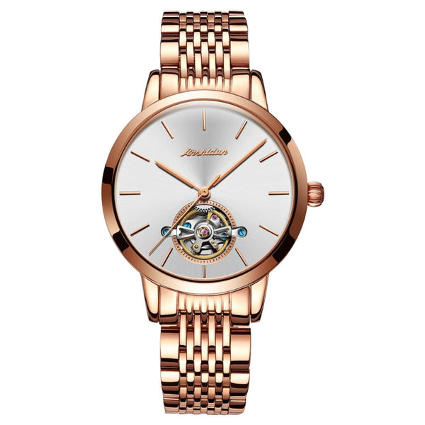 JIN SHI DUN 8812 Women Simple Hollowed Waterproof Automatic Mechanical Watch