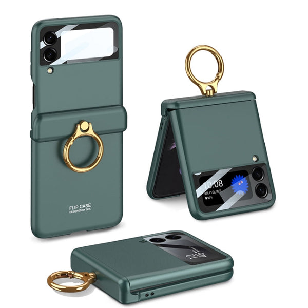 GKK Magnetic Hinged Flip Case with Ring Holder, For Samsung Galaxy Z Flip3 5G