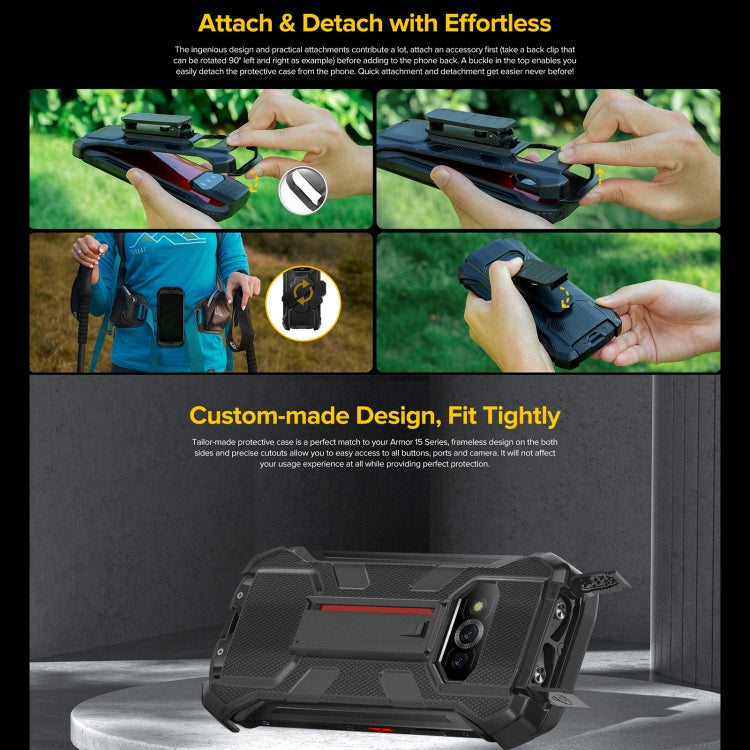 For Ulefone Power Armor 15 Ulefone Back Clip Phone Case with Carabiner