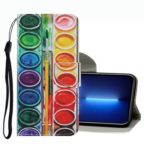 Coloured Drawing Pattern Leather Phone Case, For iPhone 13 Pro Max