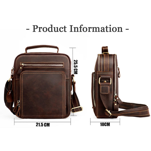 6050 Crazy Horse Texture Cowhide Crossbody Bag for Men