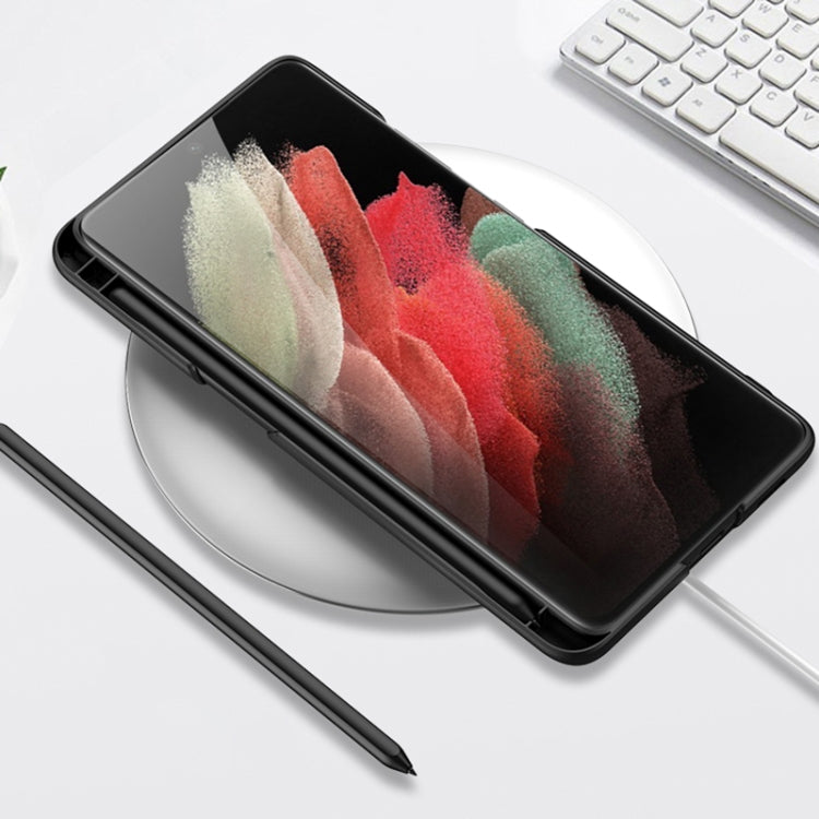 GKK Ultra-thin Shockproof Phone Case with Holder & Pen Slots & Stylus Pen, For Samsung Galaxy S21 Ultra 5G