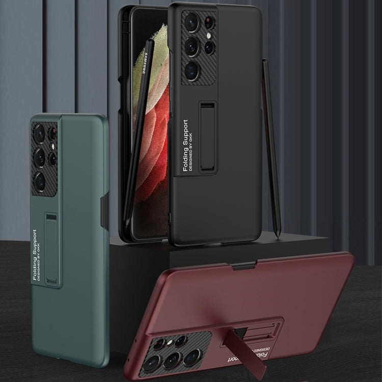 GKK Ultra-thin Shockproof Phone Case with Holder & Pen Slots & Stylus Pen, For Samsung Galaxy S21 Ultra 5G