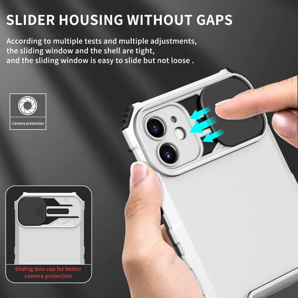 Stereoscopic Holder Sliding Camshield Phone Case, For iPhone 11, For iPhone 12, For iPhone 12 Pro