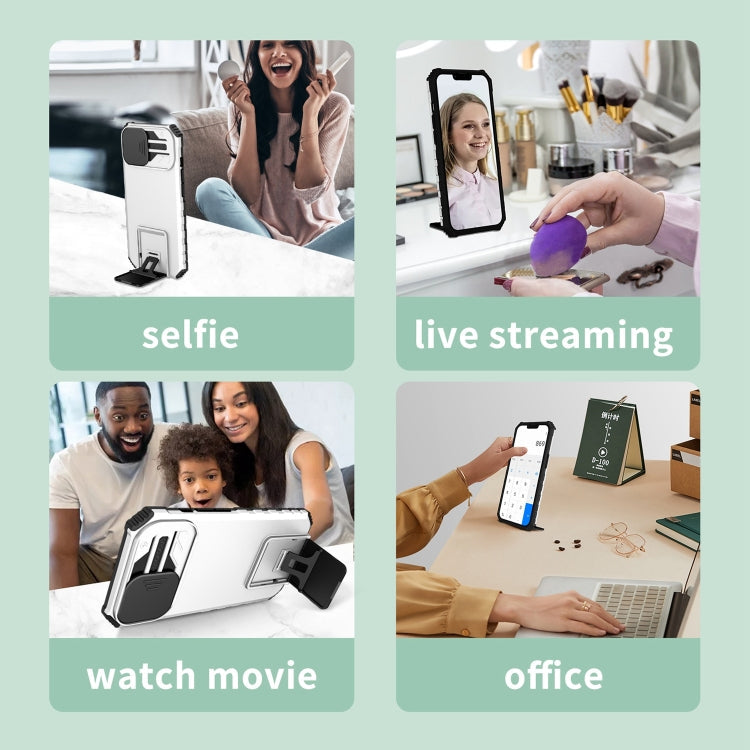 Stereoscopic Holder Sliding Camshield Phone Case, For iPhone 13, For iPhone 11 Pro, For iPhone 11 Pro Max