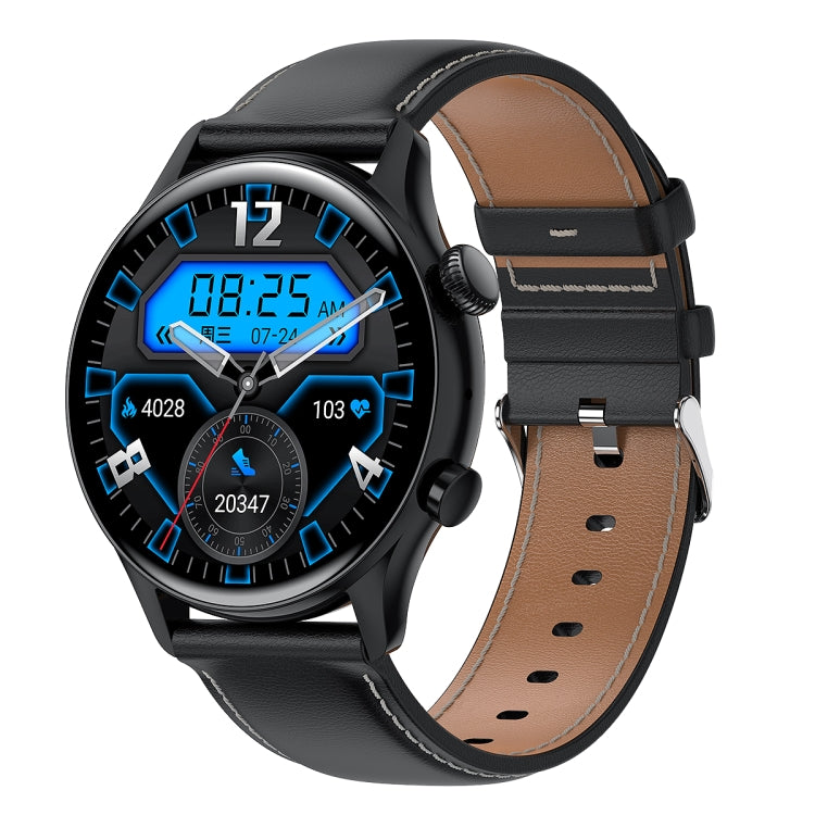 HK8Pro 1.36 inch AMOLED Screen Leather Strap Smart Watch, Support NFC Function / Blood Oxygen Monitoring, Leather Strap (Black), Leather Strap (Gold), Leather Strap (Silver)