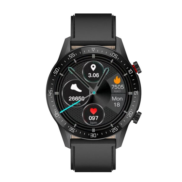 SK7Plus 1.28 inch IPS Screen Leather Strap Smart Watch, Support Bluetooth Call/Sleep Monitoring, Leather Strap (Black), Leather Strap (Brown)