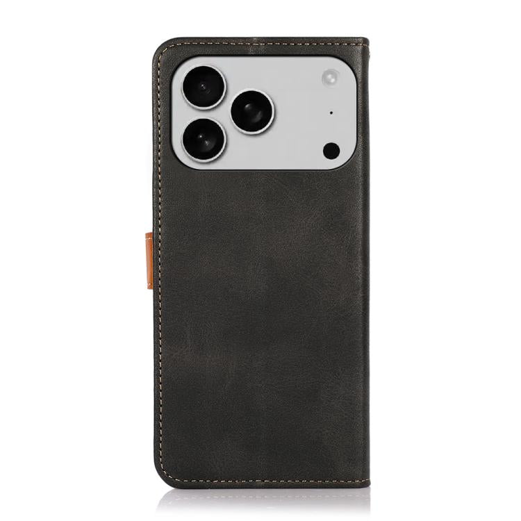 KHAZNEH Dual-color Cowhide Texture Flip Leather Phone Case