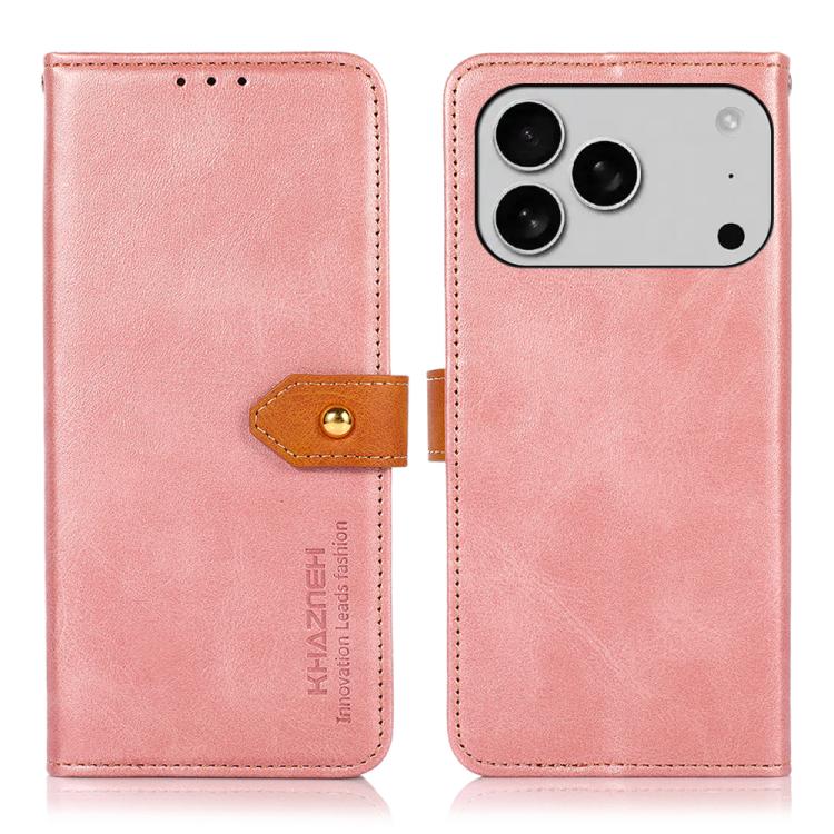 KHAZNEH Dual-color Cowhide Texture Flip Leather Phone Case