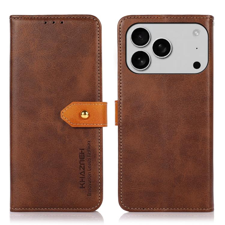 KHAZNEH Dual-color Cowhide Texture Flip Leather Phone Case