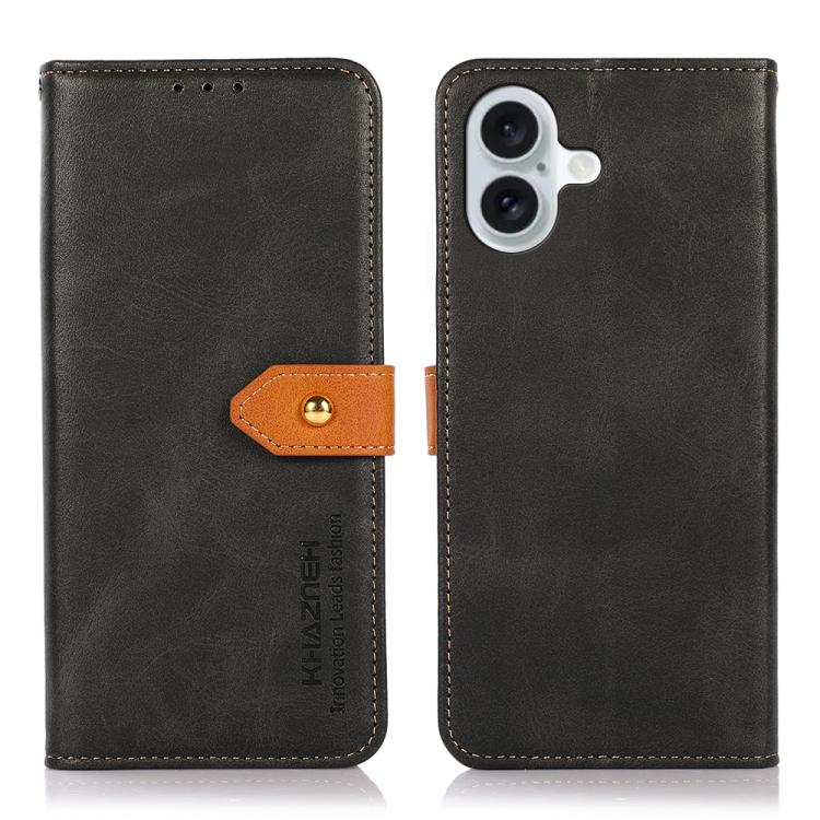 KHAZNEH Dual-color Cowhide Texture Flip Leather Phone Case