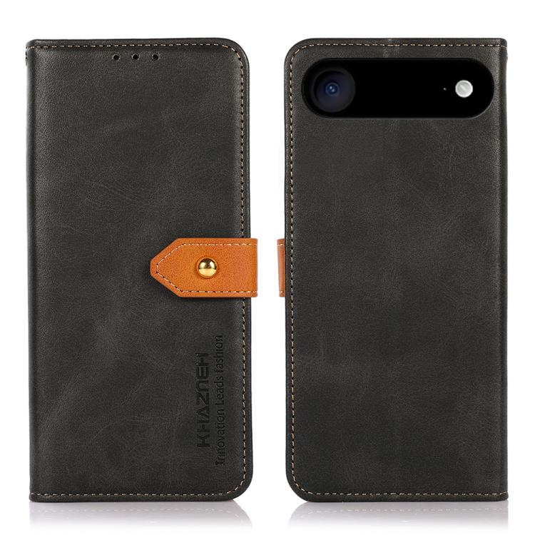 KHAZNEH Dual-color Cowhide Texture Flip Leather Phone Case