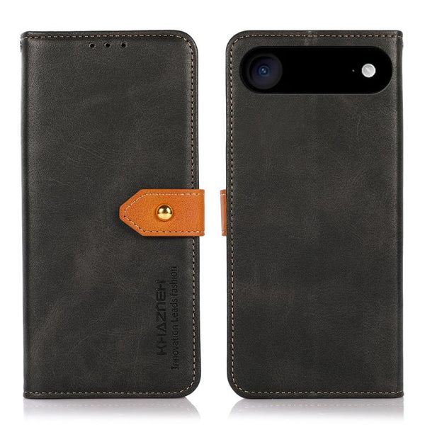 KHAZNEH Dual-color Cowhide Texture Flip Leather Phone Case