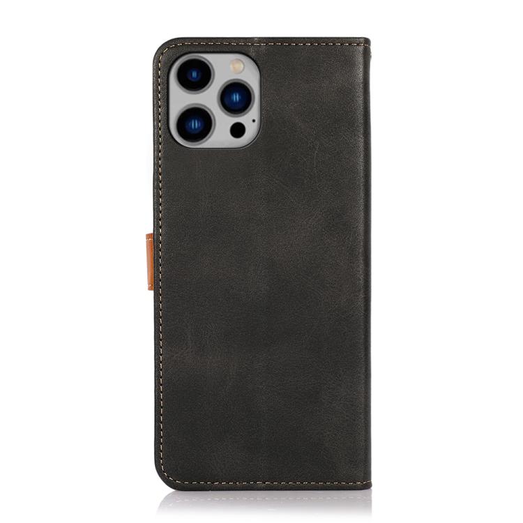KHAZNEH Dual-color Cowhide Texture Flip Leather Phone Case