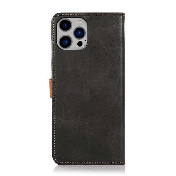 KHAZNEH Dual-color Cowhide Texture Flip Leather Phone Case