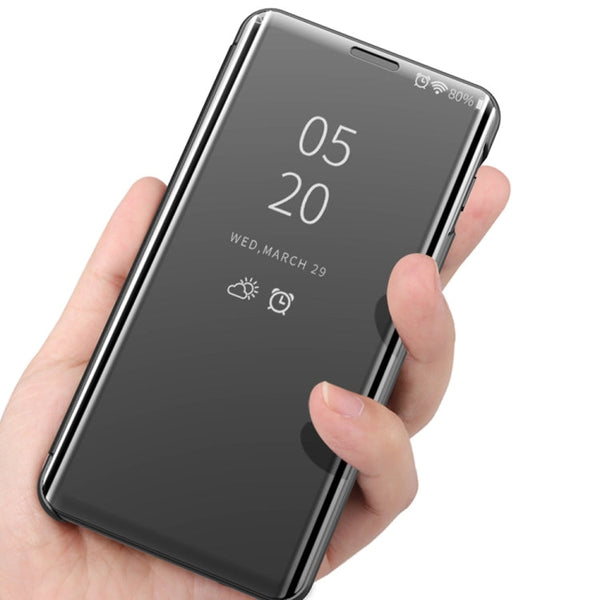 Plated Mirror Horizontal Flip Leather Phone Case with Holder