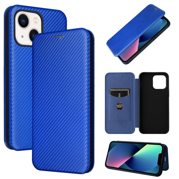 Carbon Fiber Texture Magnetic Flip Leather Phone Case, For iPhone 14, For iPhone 14 Plus, For iPhone 14 Pro, For iPhone 14 Pro Max