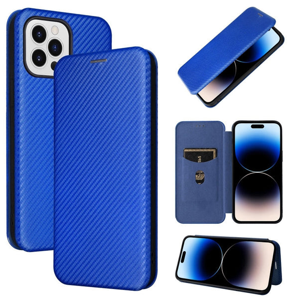 Carbon Fiber Texture Magnetic Flip Leather Phone Case, For iPhone 14, For iPhone 14 Plus, For iPhone 14 Pro, For iPhone 14 Pro Max