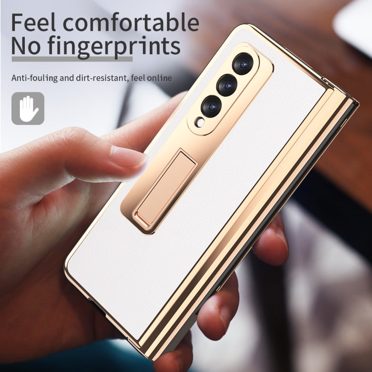 Litchi Texture Integrated Electroplating Hinge Flip Phone Case with Pen Slot