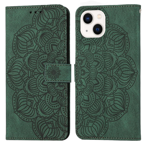 Mandala Embossed Flip Leather Phone Case, For iPhone 13 mini, For iPhone 13, For iPhone 13 Pro, For iPhone 13 Pro Max