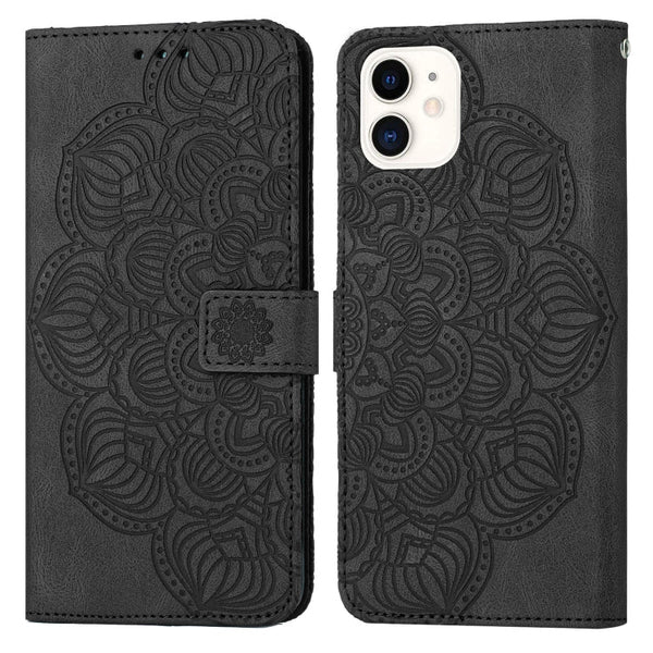 Mandala Embossed Flip Leather Phone Case, For iPhone 12 mini, For iPhone 12 / 12 Pro, For iPhone 12 Pro Max, For iPhone 11