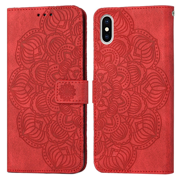 Mandala Embossed Flip Leather Phone Case, For iPhone 11 Pro, For iPhone 11 Pro Max, For iPhone X / XS, For iPhone XR