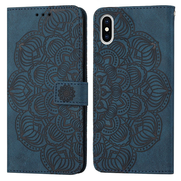 Mandala Embossed Flip Leather Phone Case, For iPhone XS Max, For iPhone SE 2022 / 2020 / 8 / 7, For iPhone 7 Plus / 8 Plus