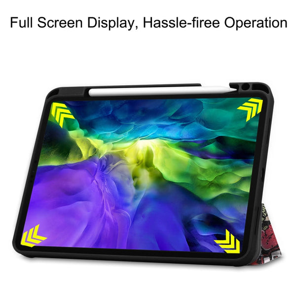 Painted TPU Smart Tablet Holster With Sleep Function & Tri-Fold Bracket & Pen Slot, For iPad Pro 11 inch 2020