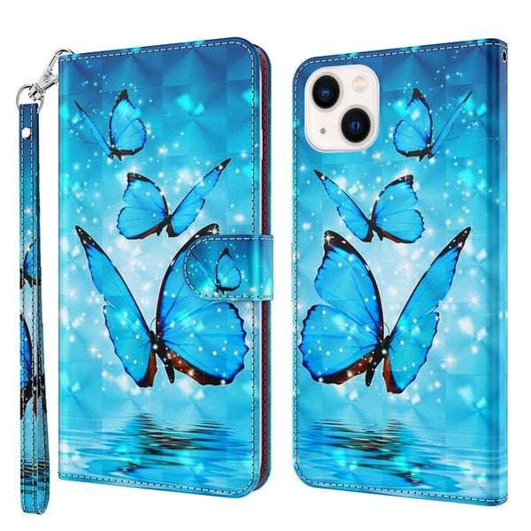 3D Painting Pattern Flip Leather Phone Case, For iPhone 14, For iPhone 14 Plus