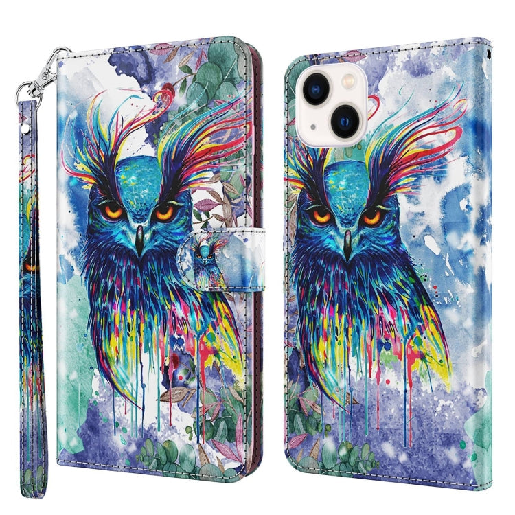 3D Painting Pattern Flip Leather Phone Case, For iPhone 14, For iPhone 14 Plus