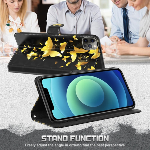 3D Painting Pattern Flip Leather Phone Case, For iPhone 14 Pro, For iPhone 14 Pro Max