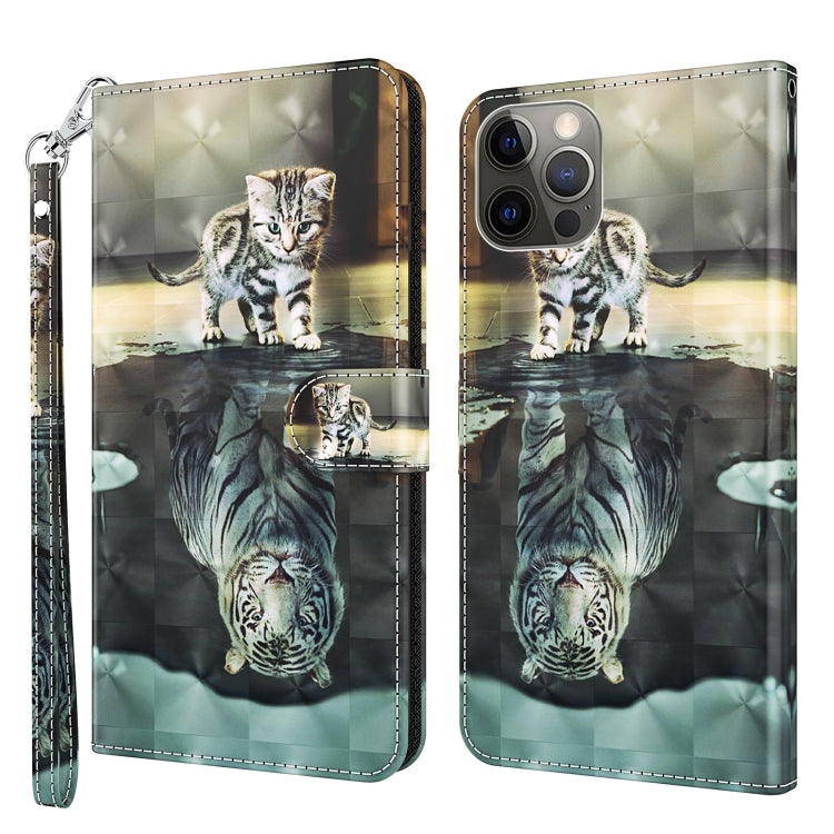 3D Painting Pattern Flip Leather Phone Case, For iPhone 14 Pro, For iPhone 14 Pro Max