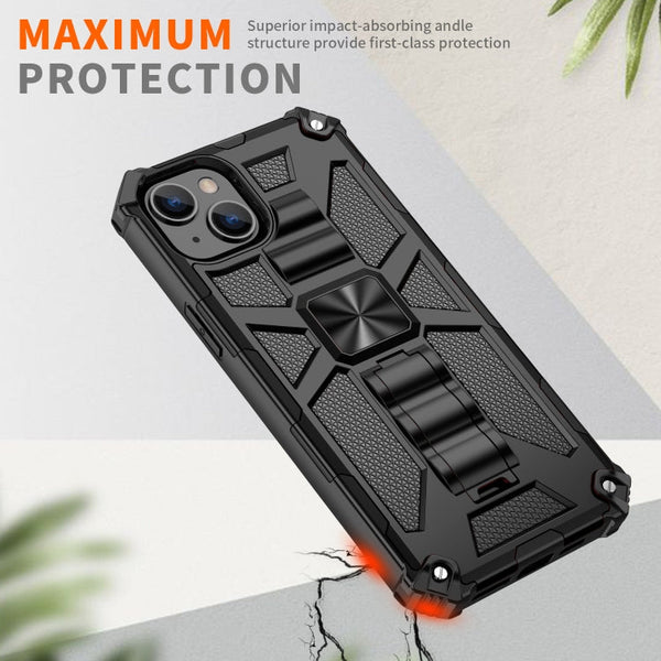 Armor Shockproof TPU + PC Magnetic Protective Phone Case with Holder, For iPhone 14, For iPhone 14 Pro, For iPhone 14 Pro Max, For iPhone 14 Plus