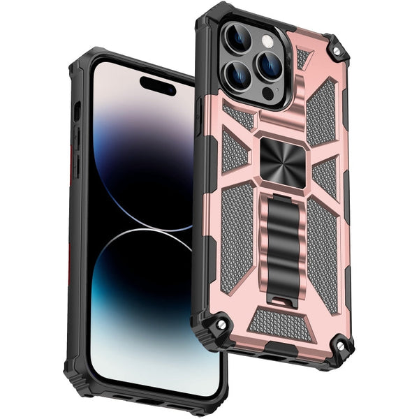 Armor Shockproof TPU + PC Magnetic Protective Phone Case with Holder, For iPhone 14, For iPhone 14 Pro, For iPhone 14 Pro Max, For iPhone 14 Plus